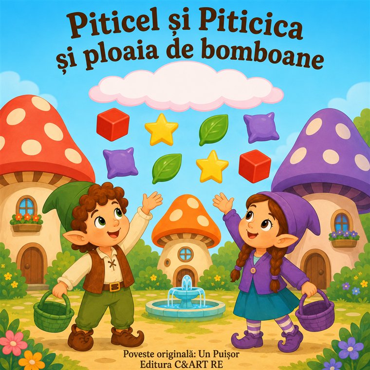 Coperta poveștii Piticel și Piticica și ploaia de bomboane